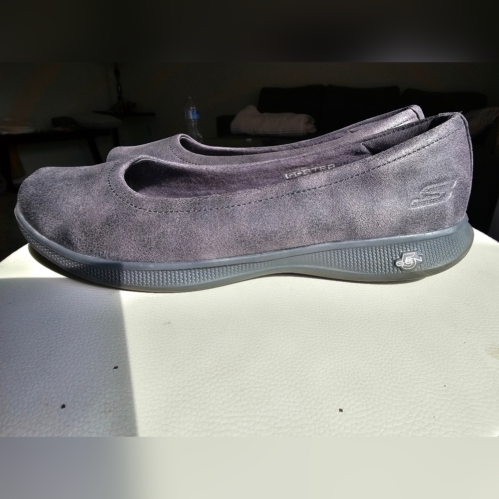 Skechers Women's Slip-On Ballet Flat in Charcoal Gray